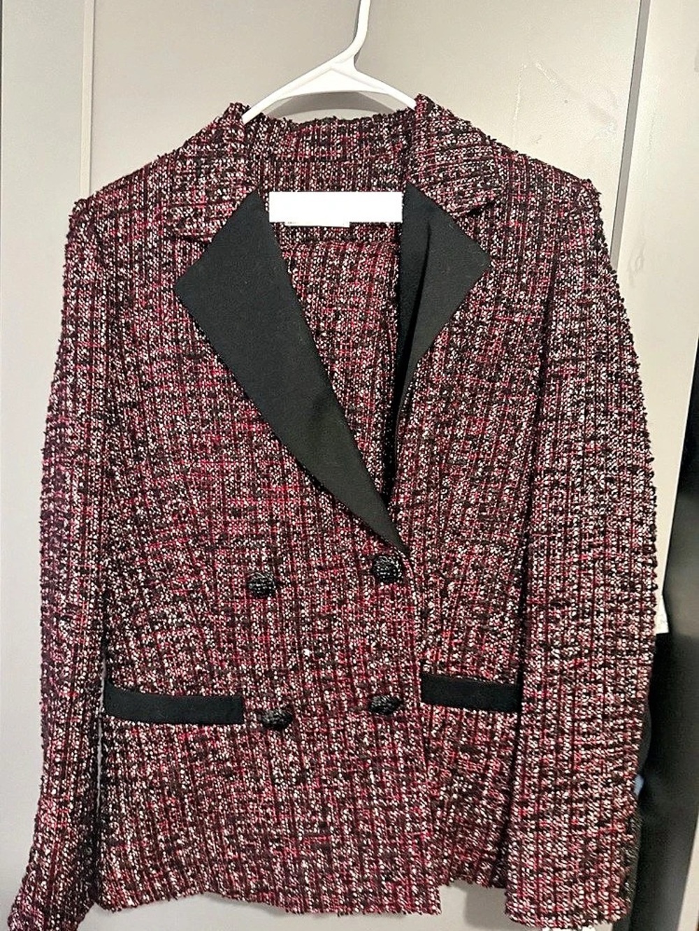 Women's Tweed Blazer and midi skirt in Red & Black Like New